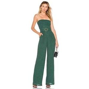 House of Harlow x Revolve Medium Dominique Jumpsuit Gingham Belted Wide Leg $178